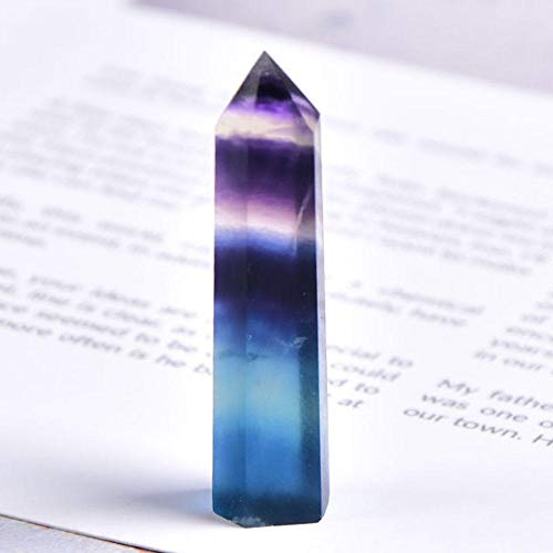 Natürlicher Kristall farbiger Fluorit Punkt Heilstein Sechseckige Prismen 40-80mm Obelisk Zauberstab Behandlungsstein DIY Geschenk 1PC-farbiger Fluorit_71-80mm