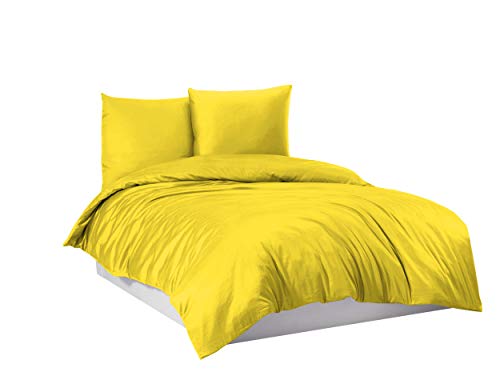 Bettwäsche Bettgarnitur Bettbezug 100% Baumwolle 135x200 155x220 200x220 200x200, Farbe:Gelb, Größe:200 x 220 cm