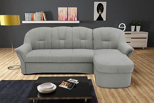 DOMO. collection Couch mit Longchair, Polstermöbel, Ecksofa, L-Form, Eckcouch, Sofa, Silber, 233 x 142 cm