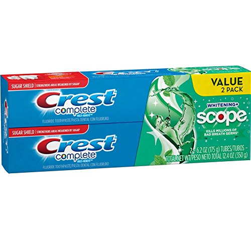 Crest Complete Whitening plus Scope, Minty Fresh Striped, 6.2 Ounce (Pack of 2)