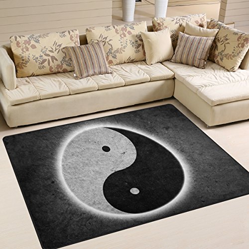 Use7 Vintage Chinesischer Yin Yang Teppich für Wohnzimmer Schlafzimmer 160 cm x 122 cm