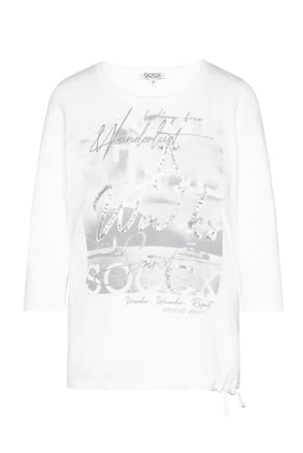 SOCCX Damen Shirt mit 3/4-Ärmeln und Print Artwork Ivory XXXL