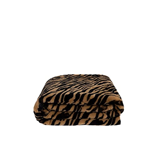 Reborn Tiger Decke – Doubleface Kunstfell Kuscheldecke – Flauschige und luxuriöse Fellimitat-Decke mit Baumwoll Innenseite - 140x190 cm – 930 Caramel – von ’zoeppritz since 1828’