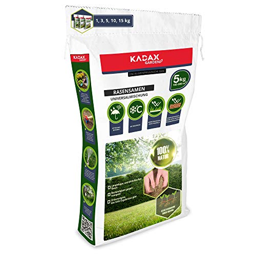 KADAX Rasensamen, Grassaatgut, universales Gras, Rasenmischung, Grassamen, Samen, Rasensaatmischung, Saatgut für robusten und ästhetischen Rasen (5 kg)