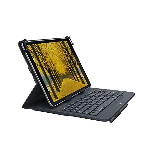 Logitech 9-10 Zoll Tablet Tastatur-Case (Universal Folio mit kabelloser Tastatur und Bluetooth, QWERTY Spanisches Tastatur-Layout) schwarz