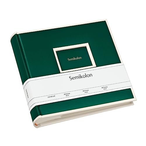 Semikolon 364068 200 Pockets Album – 23 x 22,3 cm – 100 Seiten cremefarben, für 200x 10x15 Fotos – forest grün
