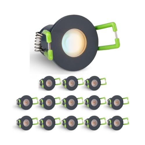 3W Mini LED Spots CCT Farbwechsel Warm-Neutral-Kalt-Weiß, Farbtemperatur einstellbar + Dimmbar über Funk & Wifi, smarthome Einbaustrahler IP65 Schutz für Innen- und Außen (Anthrazit, 14x Minispot)