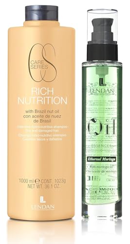 Pack 2 – Lendan Rich Nutrition Shampoo 1000 ml mit brasilianischem Walnussöl + Moringa-Öl, 100 ml, 2er-Pack