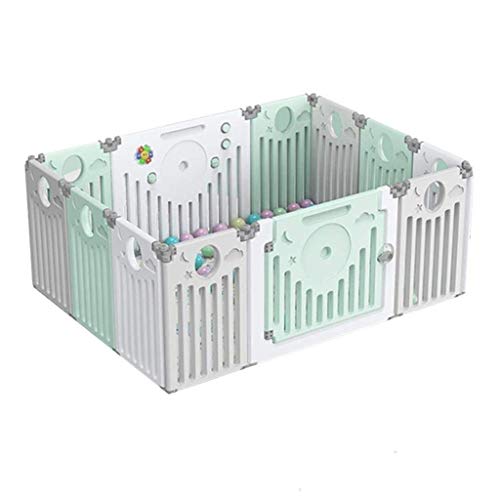 Kinder Laufgitter Kunststoff Indoor Infant Play Fence Faltbare Lagerung ist bequem Sicherheit Anti-Fall Infant Game Center, 64cm hoch, 6 Gr??en (Farbe: Grün, Gr??e: 12 Stück - 154x116x64cm)