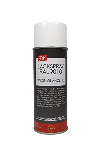 SDV Chemie Lackspray RAL 9010 weiß glänzend 6x 400ml REINWEISS weiss Acryllack Autolack