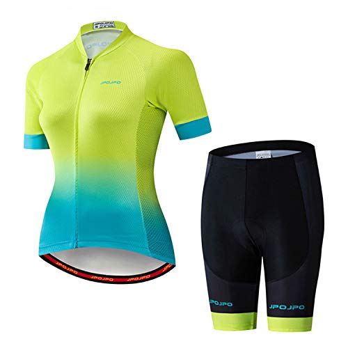 Weimostar Damen Radsportbekleidung Kurzarm Bike Jersey Sets Trägerhose Sommer Radsport Sets Reflektierend