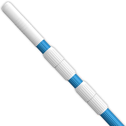 Greenerever 360 cm Schwimmbad Stange Teleskop Aluminium Stange für Skimmer Netze Vakuum Köpfe mit Schläuchen Rechen Bürsten | Einstellbare | 1,1 mm Kommerzielle Dicke Stange | Gerippte Oberfläche Blau