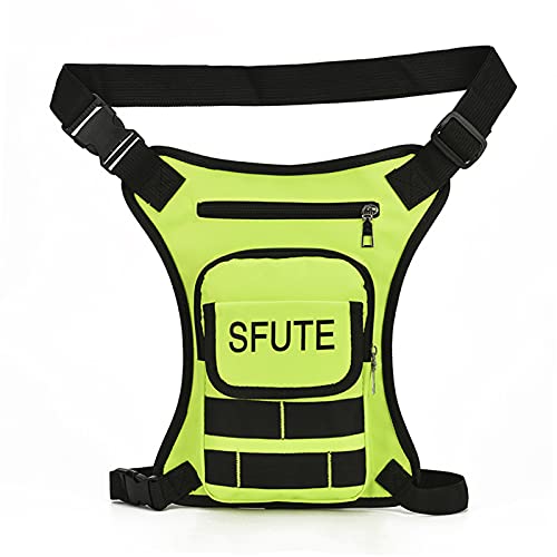 LTLWSH Unisex Beintache Hüfttasche Tropfen aus Canvas Verstellbare Oberschenkel Tasche für Motorrad Radfahren Reiten Outdoor,Fluorescent Green
