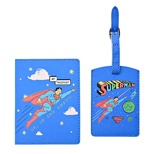 Widdop Superman-Reisepass- und Gepäckanhänger-Set, mehrfarbig, Einheitsgröße, Modern