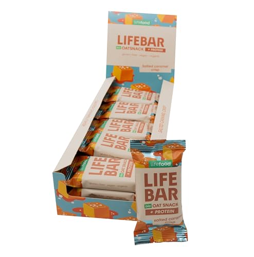 Lifefood Lifebar Haferriegel, Hafer Riegel, Haferflocken Riegel, Hafer Snack BIO Vegan Lactosefrei Glutenfrei - 15er Pack (15 x 40 g) (Salted Caramel Crisp)