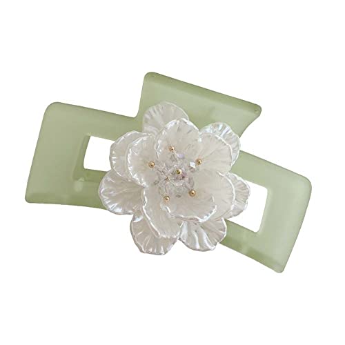 Haarnadel Claw Hair Jaw Clips Haarspangen, rutschfeste Claw Clip Hair Clamp Grips for Frauen Mädchen, Cross Square Shark Clip Strong Hold Claw Hair Clips ( Color : Green , Size : Square )