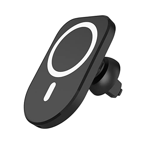 XtremeMac® Premium Kabelloses Autoladegerät mit Magnethalterung für iPhone 12/13/14 Pro/Max/Plus/Mini, MagSafe kompatible KFZ Ladestation, Befestigung an der Lüftung, Schwarz