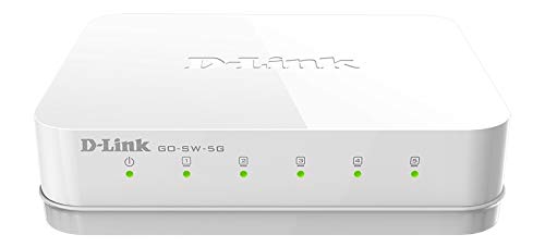 D-Link GO-SW-5G Gigabit Easy Desktop-Switch mit 5 Anschlüssen, UK-Modell, Weiß