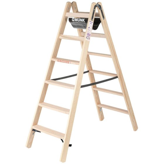 Günzburger Steigtechnik Stufen-Stehleiter beidseitig begehbar Holz - 2x6 Stufen
