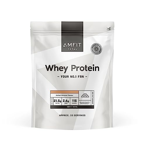 Amazon-Marke: Amfit Nutrition Molkeneiweißpulver, Gesalzenes Karamell Neu Geschmack, 33 portions 1 kg (1er Pack)
