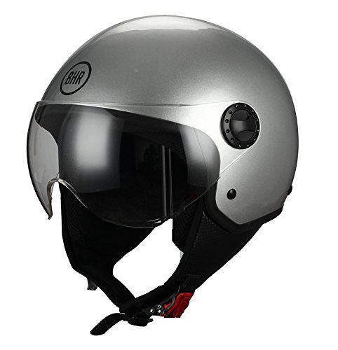 BHR Helm Demi-Jet 801 ONE| Scooter-Helm ECE-geprüft | Motorradhelm mit kratzfestem Visier |SILVER | L
