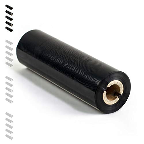 5 Rollen - Thermotransferrolle mit NUT 1/2 Zoll (ca. 13mm) HARZ Premium Qual: 318 | 110mm x 74m (Breite x Länge) | Farbe: schwarz | Thermotransferfolie für Desktopdrucker | HUTNER