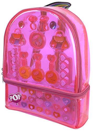 Markwins Pop Girl Color Backpack Neon Pink Rucksack mit Schminkset - Schminkset für Mädchen - Kinderspielzeug - Auswahl sicherer Produkte in einem sehr modernen Rucksack 480 g