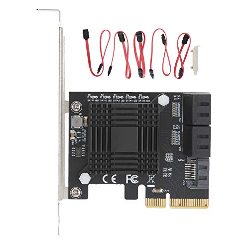 PCI‑E auf 5 Ports SATA 3.0 Modul, Konverter, Erweiterungskarte, JMB585, vergoldetes Design, stabile Übertragung, unterstützt mehrere Systeme