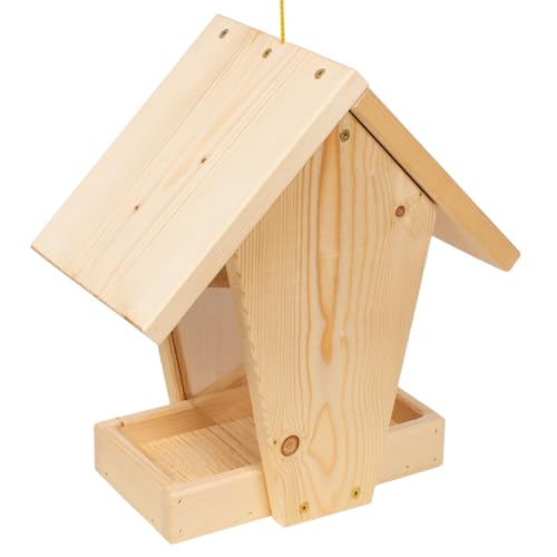 Lyra Pet® | Vogelhaus Hugos Fly In | Massives Futterhaus aus Holz & Plexiglas | Wetterfestes Vogelfutterhaus für Garten & Balkon | Schutz für Gartenvögel | Futterstation zum Aufhängen