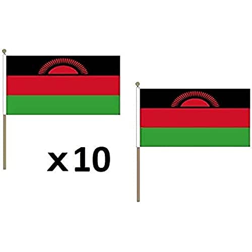 AZ FLAG STOCKFLAGGE Malawi 45x30cm mit holzmast - 10 stück Republik Malawi STOCKFAHNE 30 x 45 cm - flaggen