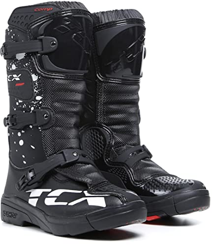 TCX Herren Motorcycle Boot, Schwarz Weiß, 32 EU