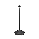 Zafferano, Pina Pro Lampe, Wiederaufladbare und Kabellose Tischlampe mit Touch Control, Geeignet für den Innen- und Außenbereich, Dimmer, 2700 K, Höhe 29 cm, Farbe Schwarz