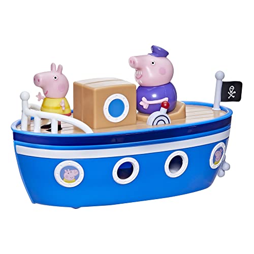 Peppa Pig Hausboot von Opa Wutz, Fahrzeug mit Rädern, Vorschulspielzeug: 1 Figur, abnehmbares Deck, ab 3 Jahren