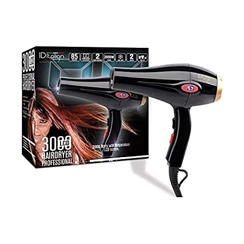 ID Italian Design, Professioneller Haarfön 3 Hitzestufen, 2 Geschwindigkeiten Farbe Schwarz - 2000W