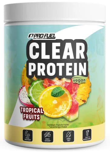 Clear Protein Vegan 360g TROPICAL FRUITS, unglaublich leckerer & erfrischender Protein-Drink, vegane Clear Whey Protein/Iso Clear Alternative mit hochwertigem Erbsenproteinhydrolysat, 56% Protein