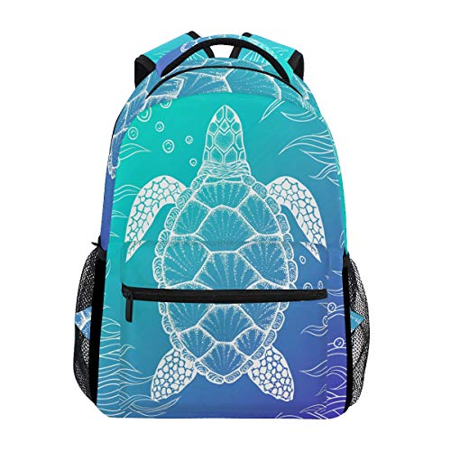 BETTKEN Sea Watercolor Turtle Rucksack Reise College Buch Tasche Schultertasche Camping Wandern Laptop Daypack
