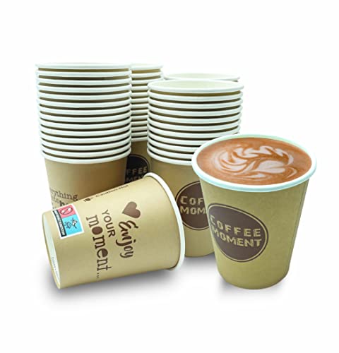 Clearfee Premium Einweg Kaffeebecher Pappbecher Einwegbecher 200ml 0,2l 8oz, Coffee Kaffee to go Deckel (1000 Becher)