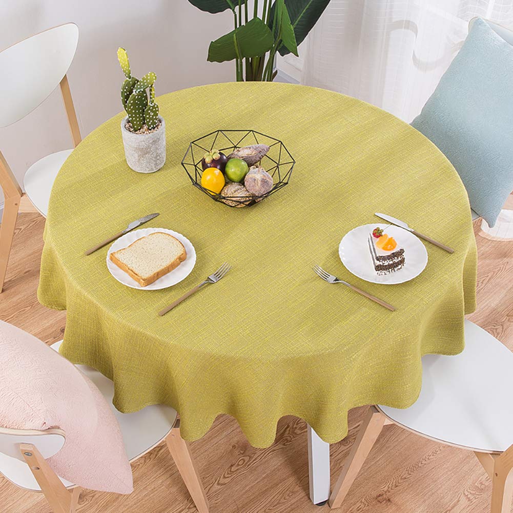 Baumwolle Leinen Tischdecke, Modernen Einfache Runden Esstisch Tischtuch tischwäsche, Textur Natürlichen Hohe Farbe Gelb Durchmesser 120cm