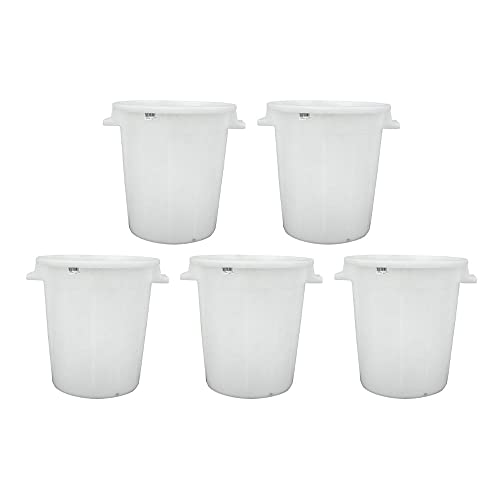 PROREGAL SuperSparSet 5x Kunststoffbehälter | Weiß | 50L | Mehrzweckfass, Kunststoffbehälter, Tonne, Universaltonne