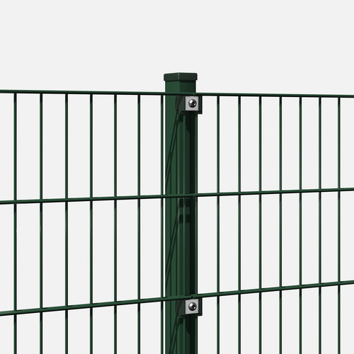 hadra Doppelstabmattenzaun, grün, 8/6/8 mm, Komplett-Set à 20 m, inkl. Pfosten, Klemmhalter - gruen 2