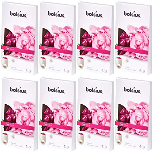 bolsius Aromatic Wax Melts 8 x 6er Pack (48 Stück) Duft Schmelzblüten Wachs (Peony (62))