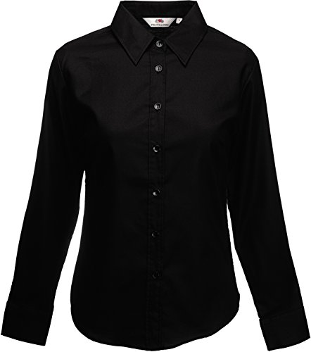 Fruit of the Loom Damen Oxford Shirt LS Lady-Fit Hemd, Schwarz (Black 101), Large