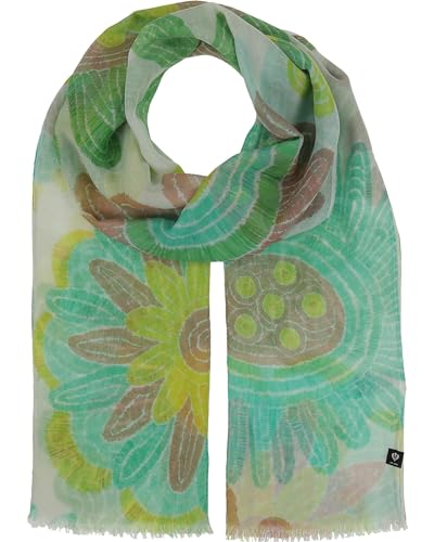 FRAAS Stola mit floralem Design - 70 x 180 cm - leichter Schal mit Blumen-Muster - Sustainability Edition Misty Jade