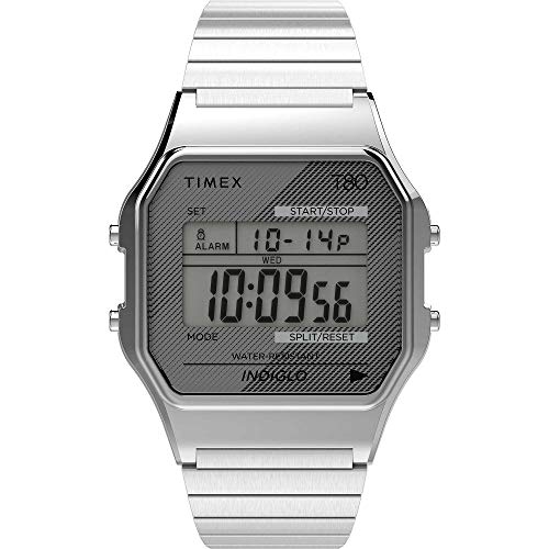 Timex Montre T80 34 mm Bracelet extensible en Acier inoxydable
