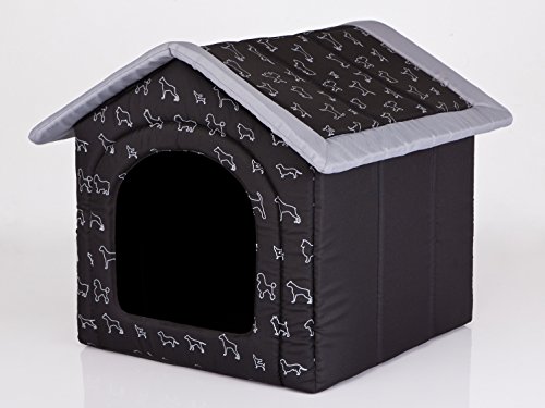 HobbyDog R1 BUDCWP14 Doghouse R1 38X32 cm Black with Dogs, XS, Black, 600 g