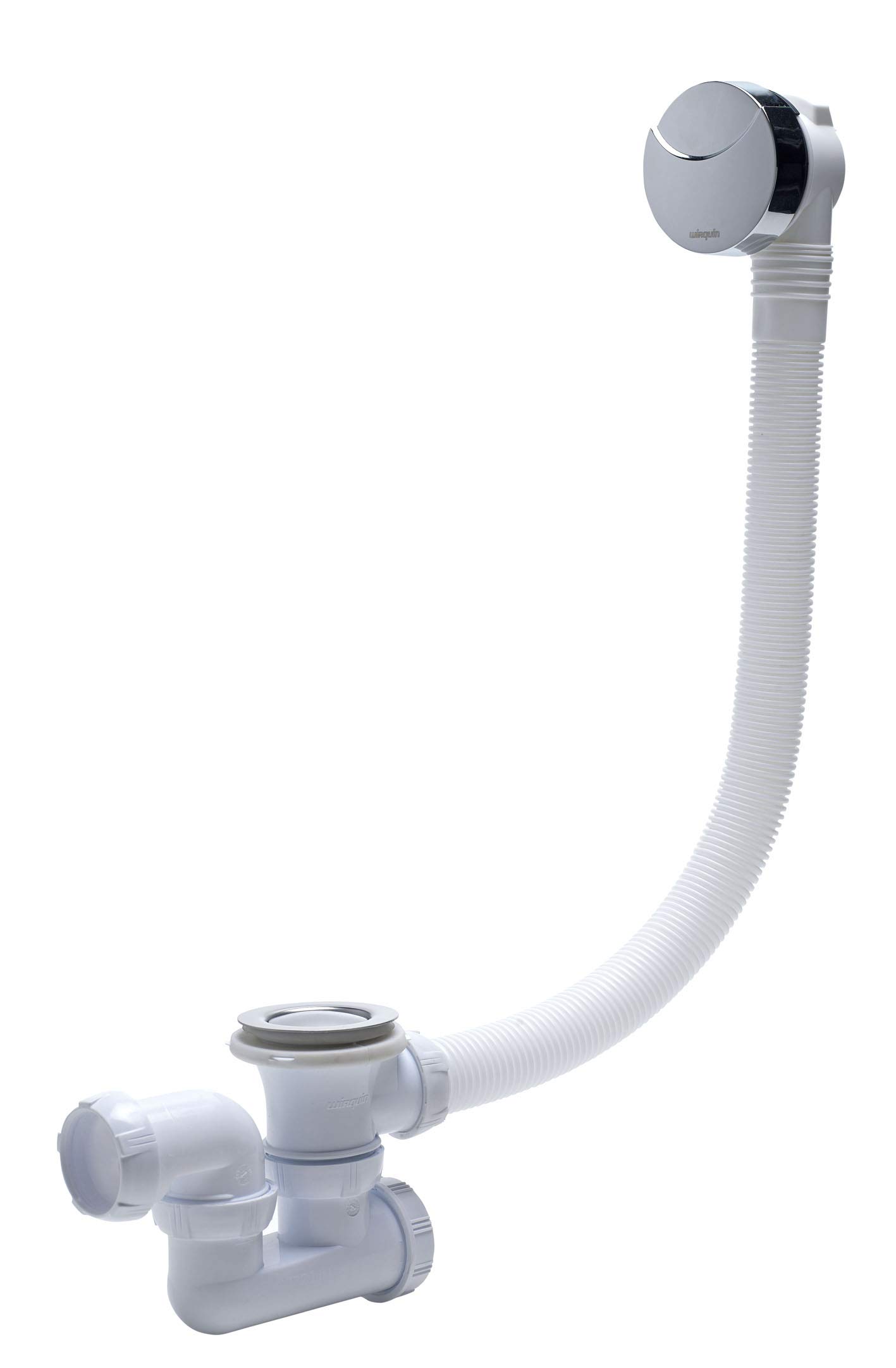 Wirquin SP5603 Ablaufgarnitur / Überlaufgarnitur mit Kabel und Siphon, chromfarben