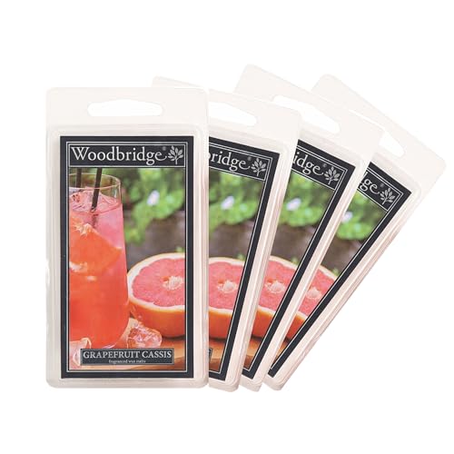 Woodbridge Duftwachs für Duftlampe | 4er Set Grapefruit Cassis | Duftwachs Fruchtig | 8 Wax Melts für Duftlampe | Raumduft für Aromatherapie | 10h Duftdauer je Melt (68g)