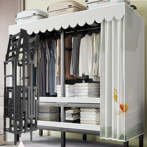 Tragbarer Kleiderschrank mit Oxford-Stoffbezug, 178 cm hoch, zusammenklappbar, Kleideraufbewahrung, Organizer, Kleiderschrankregale