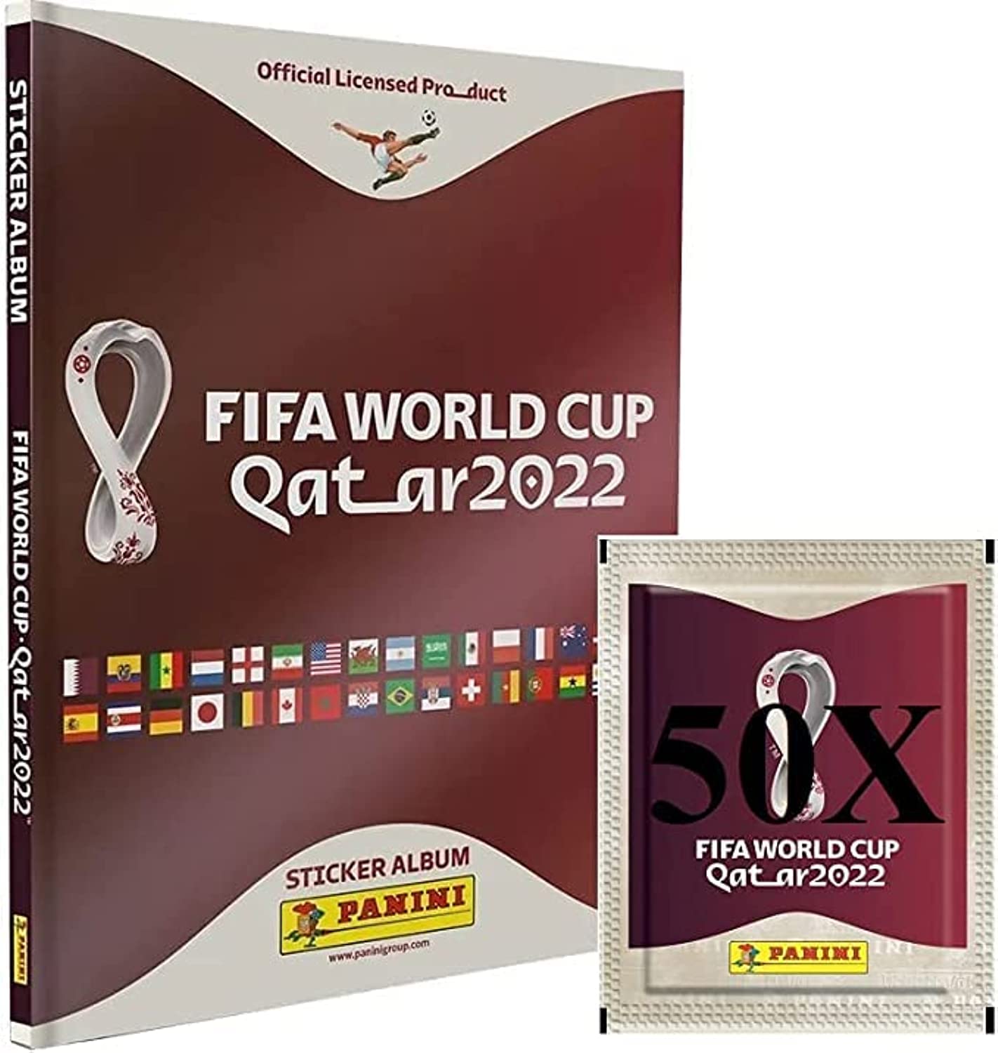 Panini FIFA World Cup Qatar 2022 Offizielle Stickerserie (1x Premium Hardcover Album +50 Tüten)