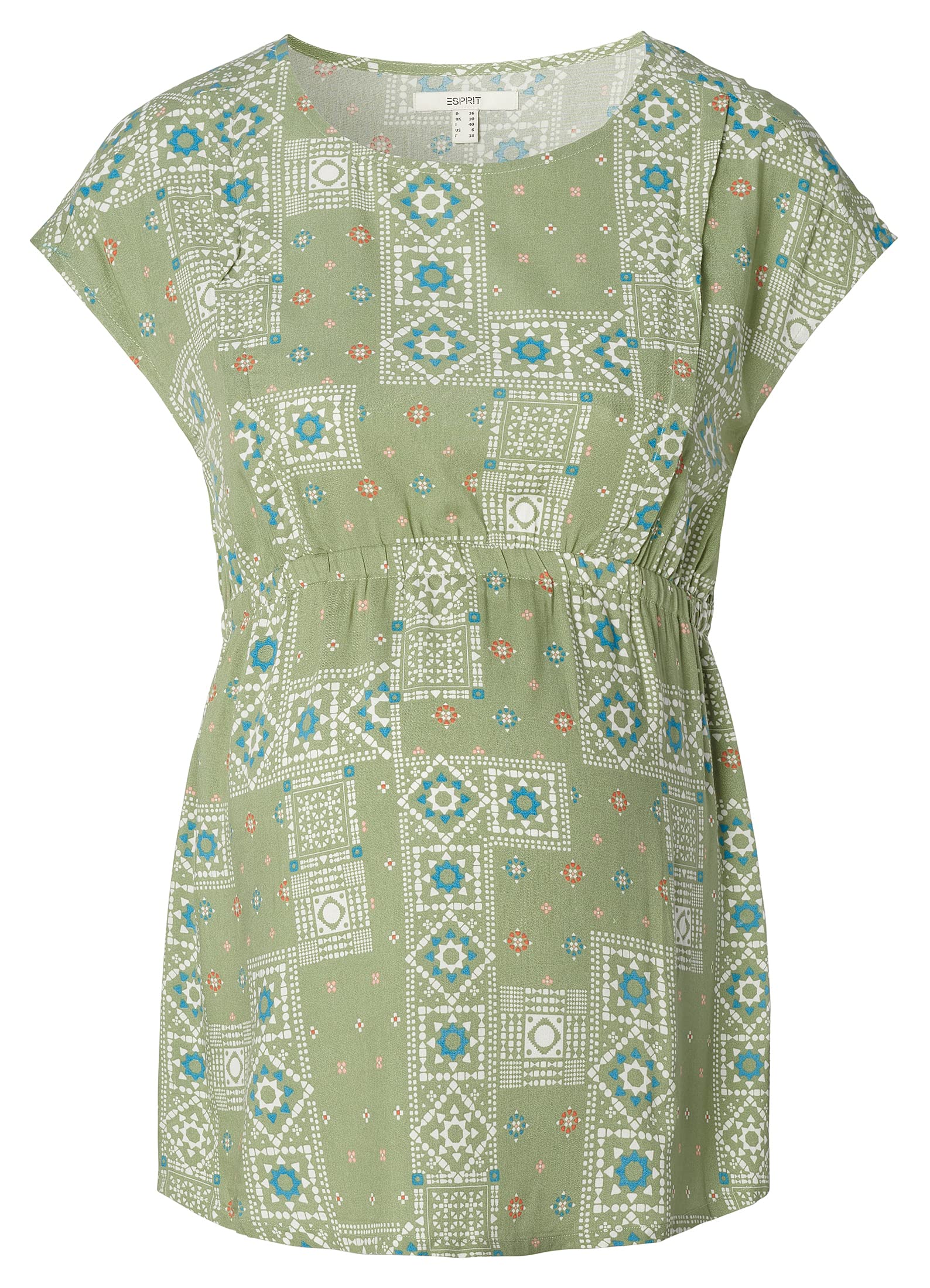 ESPRIT Damen Blouse Nursing Short Sleeve Allover Print Bluse, Real Olive-307, 34